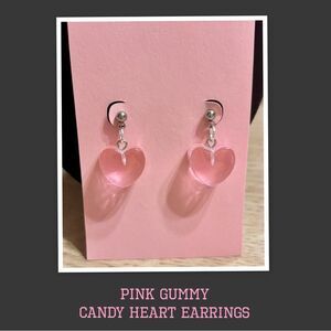Pink Gummy Candy Heart Earrings